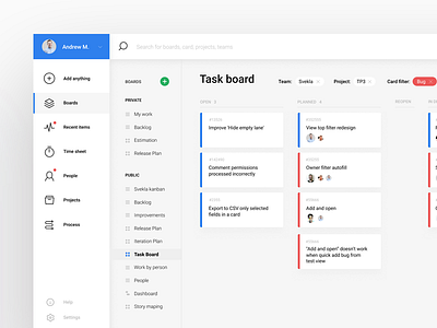 Task Board board cards kanban targetprocess ui ux web app