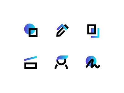 Icons bold copy esign gradient icons pen person scan set
