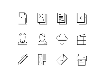 Office set cloud docs folder icons set man office person woman