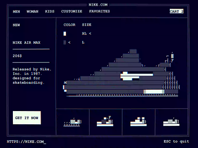 Grandpa Ux ascii concept ms dos nike old school shoe shop snickers ui user flow web