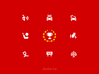 Auto.ru car glyphs icons set