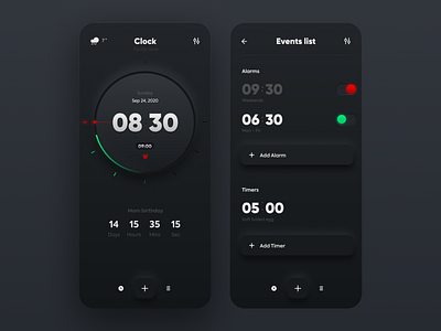 Clock alarm app application clock timer ui