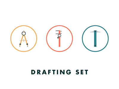 Drafting Set Icons architecture calipers compass construction drafting icons t square tool vector