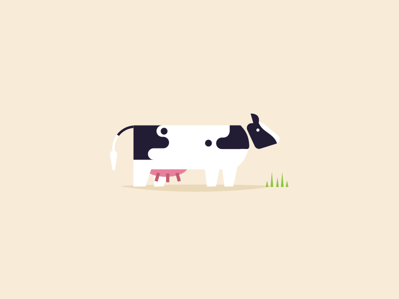 Eating Grass animal animation clean cow design flat game illustration vector