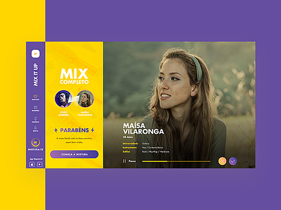 Mix it Up app design flat layout minimal music purple redbull ui ux web website yellow