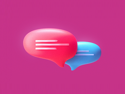 Chat Balloons icon 3d 3d art 3d icon app blue clean design icon illustration juicy minimalistic portugal red rubber web