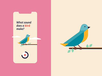 Bird Sound 2d app clean design development illustration kids minimalistic portugal simple ui ux vector