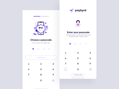 Paybyrd Dribbble 2d app app illustration clean design duall illustration interface minimalistic mobile mobile app password paybyrd pink portugal simple ui uiux ux vector