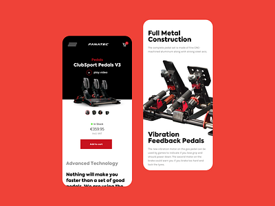 Fanatec Ecommerce mobile clean design ecommerce minimalistic mobile online pedals portugal product racing store ui ux web