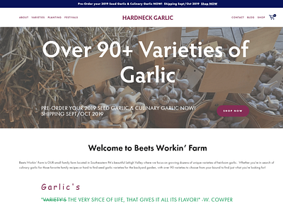 Hardneck Garlic Website Design branding design ecommerce design squarespace commerce squarespace design typography web web design website design