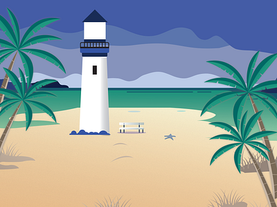 Beach Vector Illustration beach beach scene branding cartoon character character design creative design graphic design illustration landscape design landscape illustration landscapes lighthouse nature illustration vector