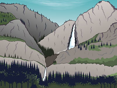 Yosemite waterfalls Illustration branding cartoon character character design creative design design flat design graphic design illustration landscape design landscape illustration landscapes nature illustration poster design vector waterfalls