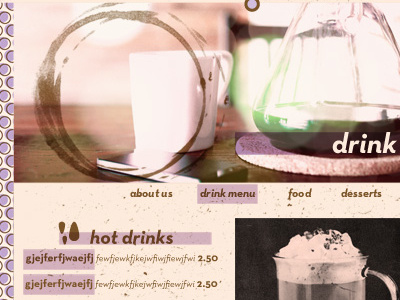 The Dot's Drink Menu branding graphic design web design