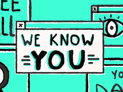 We Know You art direction branding drawing eye facebook illustration link ad stripes window