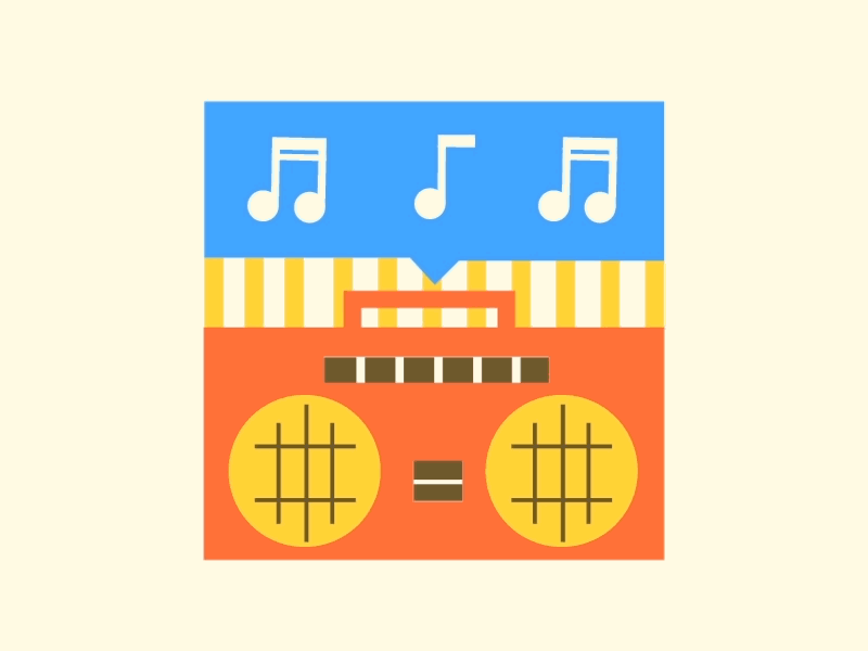 Music animation art boom box direction gif music radio vector