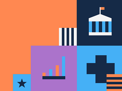 Political Patterns america art economy geometric government grid health icons illustration political