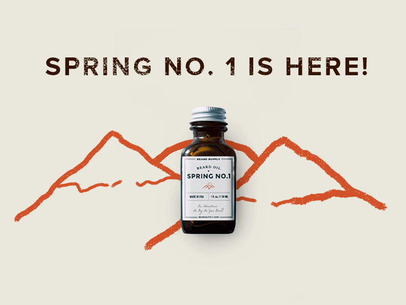 Beard Supply Spring No. 1 beard bottle design drawing facebook gif illustration mountain oil package spring sun