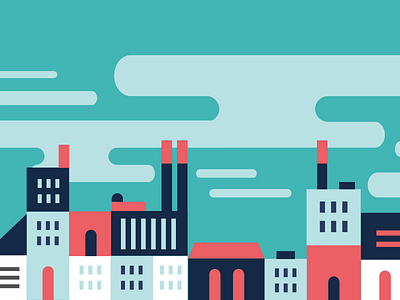 Clouds Above the City architecture buildings city illustration minimal modern vintage ☁