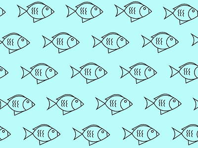 Swimming with the Fishies art cyan fish line ocean pattern repetition vector