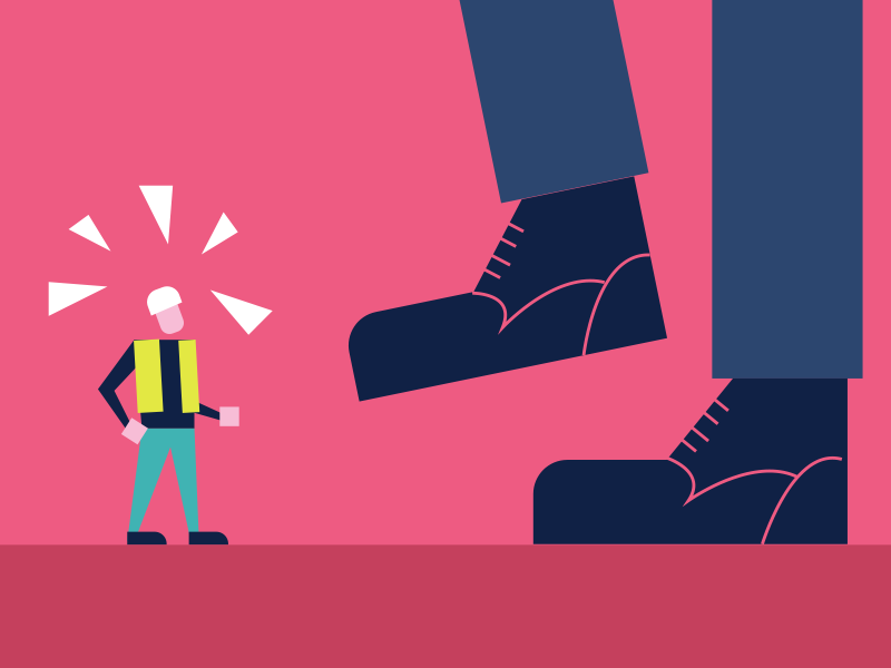 The Little Guy bass flat illustration class worker man business oxford giant construction little