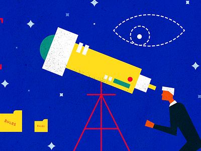 A Closer Look astronomy design editorial eye files government graphic illustration illustrator man space stars telescope