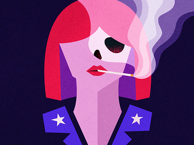 Smoking Kills america art cigarette dead death editorial geometric girl health illustration minimal paper skull smoke social texture vector wellness woman