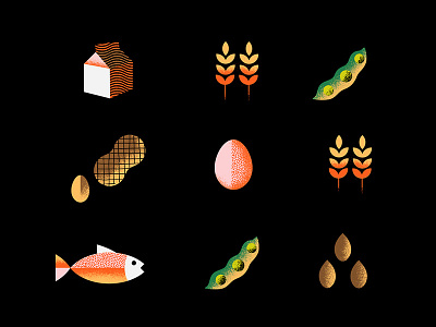 Food Allergies A1 allergies art black design editorial fish flat food geometric graphic icon icon set illustration illustrator logo milk minimal red vector yellow