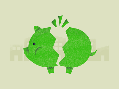 Bankruptcy flat flatdesign illustration minimal piggybank texture vector