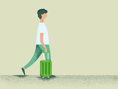 Tourist business editorial flat graphic illustration man minimal suitcase texture tourist traveler vector walking