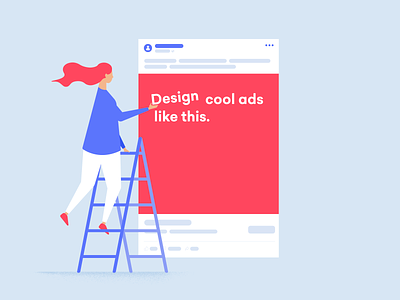 Art Director Ad ad design facebook flat girl graphic illustration ladder minimal person social socialmedia texture vector woman