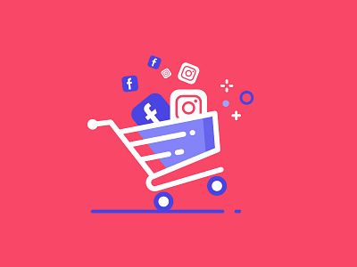 Social Media Shopping blackfriday cybermonday design ecommerce facebook flat illustration instagram minimal socialmediamarketing socialmediashopping vector