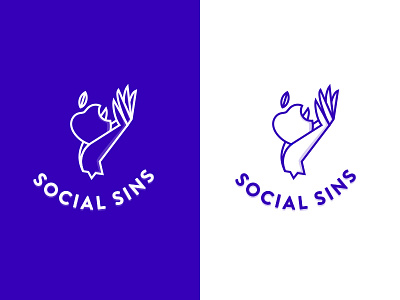 Social Sins Logotype apple hand logotype media outline purple social