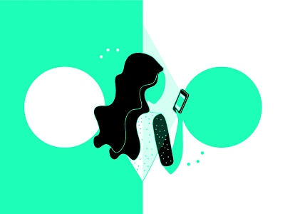 Social Sins #2 circle digital flat green illustration live media smartphone social vector woman