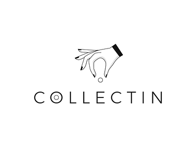 Collectin Logo blackandwhite blog collect hand logotype minimalist outline pearl pick vector
