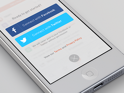 Simple iOS login form with Facebook & Twitter connect facebook ios iphone login minimalistic trafi twitter
