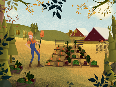 Down in the valley 2d art animation animation 2d character characterdesign concept countryside design farmer farming flat geometric graphic illustration nature people