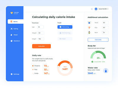 Calorie calculator app calculator calorie calculator daily ui design food graphic design inostudio popular portfolio sport ui web web app