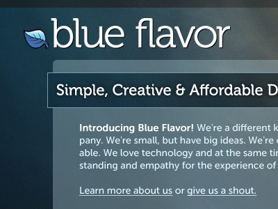 New Blue Flavor blue homepage logo museo typeface