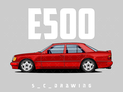 Mercedes E500 vector artwork. Automotive design.