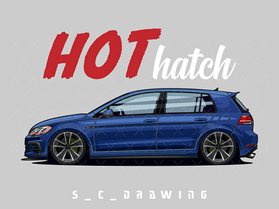 Volkswagen Golf Mk7 automotive automotive design car design car drawing car illustration cartoon car illustration vector car vector illustration vectorart