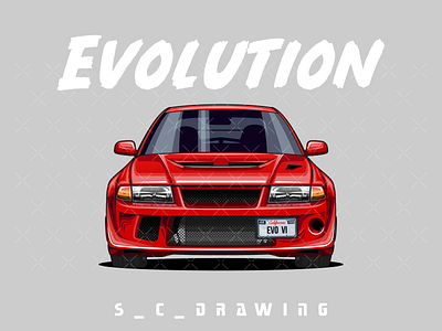 Evolution VI Illustration automotive automotive design car design car drawing car illustration cartoon car design illustration vector car vector illustration