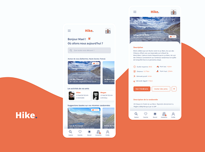 Hike | Hiking companion App app design hiking light ui montain