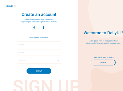 DailyUI#1 Signup design light ui sign up ui