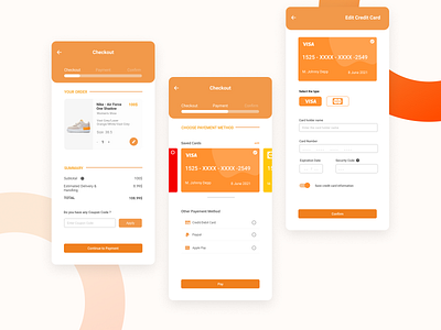 DailyUI#2 Credit Card Checkout app checkout credit card daily 100 challenge dailyui design light ui orange payment ui