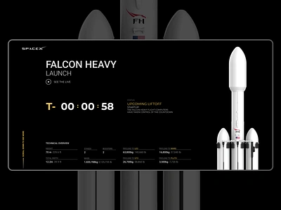 DailyUI#14 Countdown Timer countdown countdown timer daily 100 challenge daily ui 014 dailyui dark ui darkui design falcon heavy interface design landing page space space x yellow