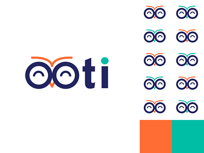 OOti Logo bird branding design education formation job training logo online outil owl