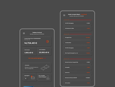 Banque dark - Caisse d'épargne app dark ui design redesign ui