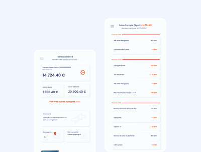 Banque light - Caisse d'épargne app design light ui redesign ui