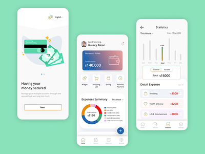 Mobile App: iOS Android UI - Finance Management App app design mobile ui