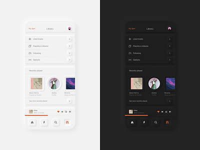 Soundcloud dark mode light mode mobile music app neumorphism redesign soundcloud ui ui design